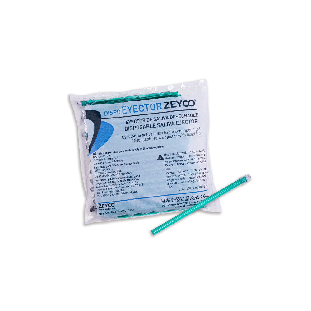 Eyector De Saliva Desechable Zeyco Bolsa Con 100 Piezas