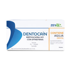 Anestésico Inyectable Dentocain Mepivacaína 2% C/Epinefrina CJ. C/50 PZAS. Y 30 AGUJAS CALIBRE 30 CORTA ZEYCO