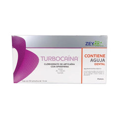 Anestésico Inyectable Edición Especial Turbocaína Articaína 4% C/EPINEFRINA Blister Vidrio. CJ. C/50 PZAS. Y 30 AGUJAS CALIBRE 30 CORTA ZEYCO