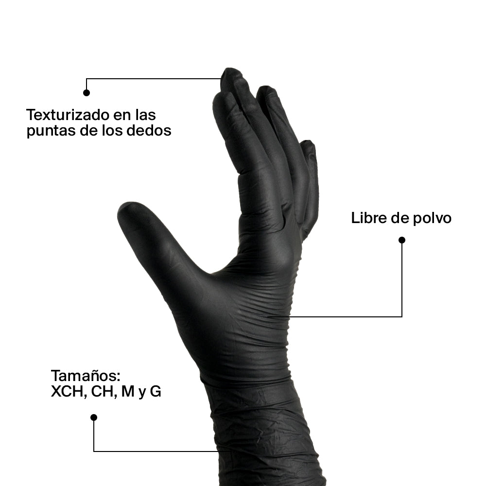 Guantes Desechables Negros de Nitrilo R20Q - Cranberry