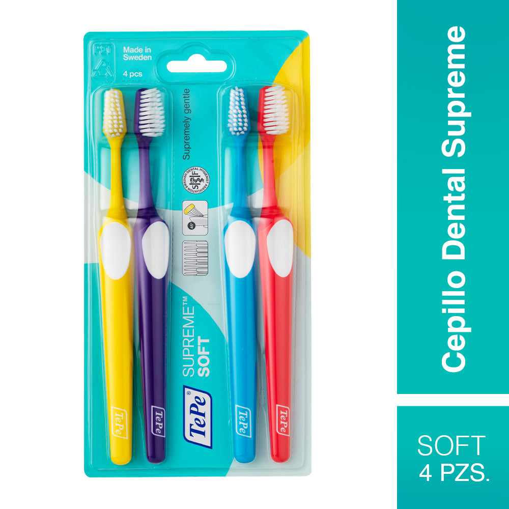 4 Cepillos Dentales Tepe Colores Surtidos - Supreme Soft